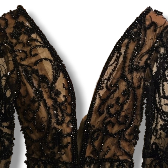 Albina Dyla Vasl Black Beaded Sheer Mini Dress - Picture 4 of 9